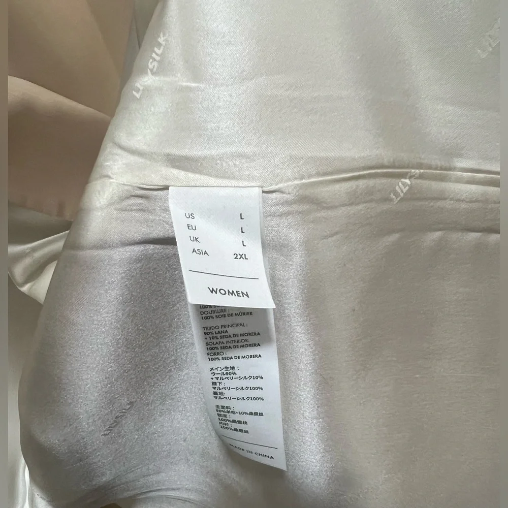 NWOT! Lilysilk | Silk-Wool Blend Water Repellent Classic Trench Coat | Khaki | L - Picture 11 of 13